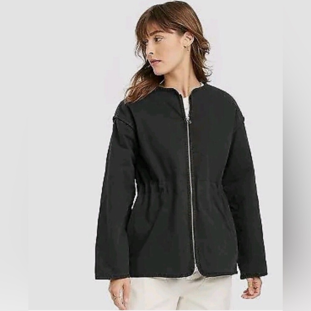 Universal thread Women's Jacket Long sleeve Cotton Twill Full zip Size M